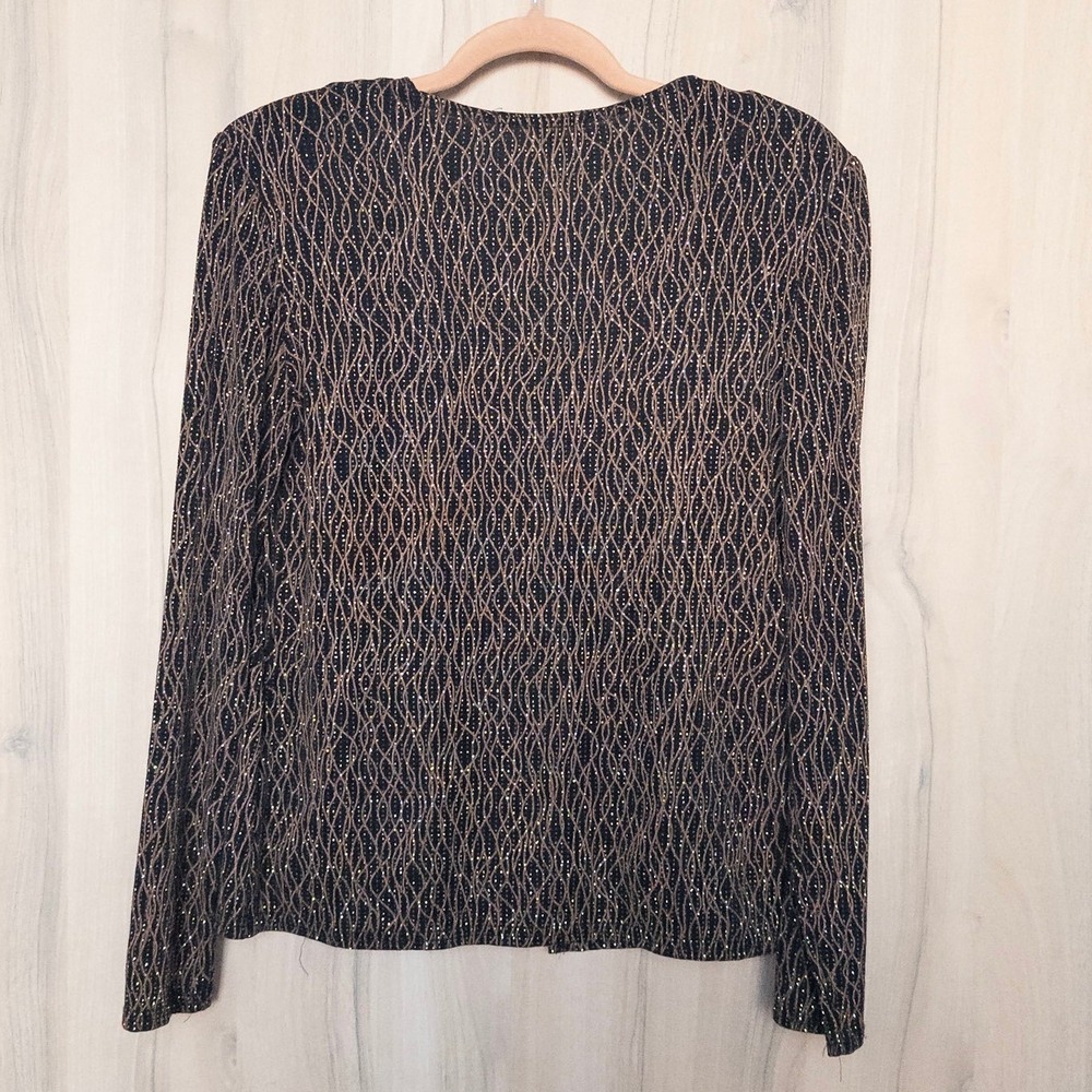 VTG Blue‎ Sage Womens 2 Piece Set Size M Black Gold 90s Metallic Chic Glam Party - Picture 5 of 8